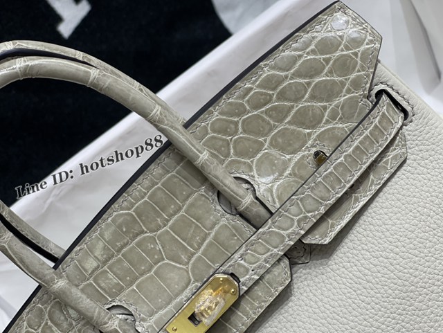 Hermes專櫃經典款鱷魚皮Birkin手提女包 愛馬仕Touch25togo皮搭配尼羅鱷純手工皮包 zhh1256